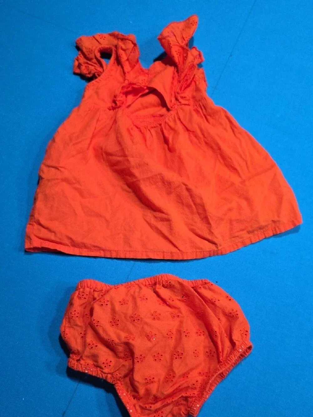 Toddler Orange Eyelet Dress & Bloomers Set